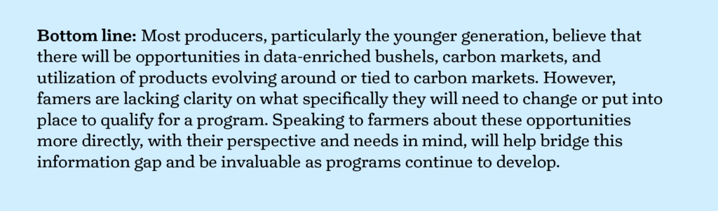 Bottom line: Most producers, particularly the younger generation, believe that there will be opportunities available. Bottom line: Most producers, particularly the younger generation, believe that there will be opportunities available.
