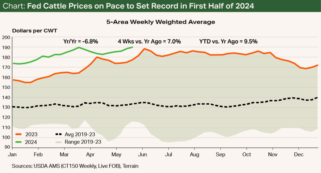 Chart - Fed Cattle Prices on Pace to Set Record in First Half of 2024