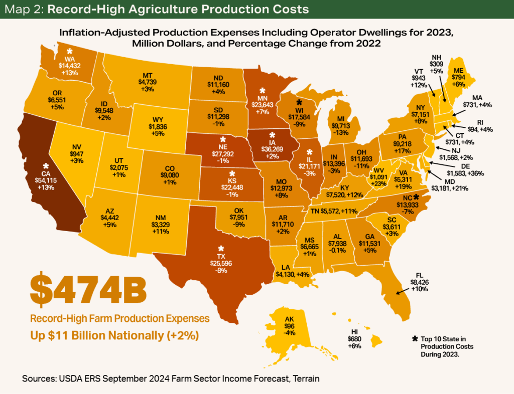 Map 2 - Record-High Agriculture Production Costs