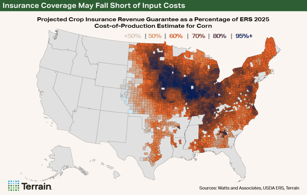 U.S. Map - Insurance Coverage May Fall Short of Input Costs