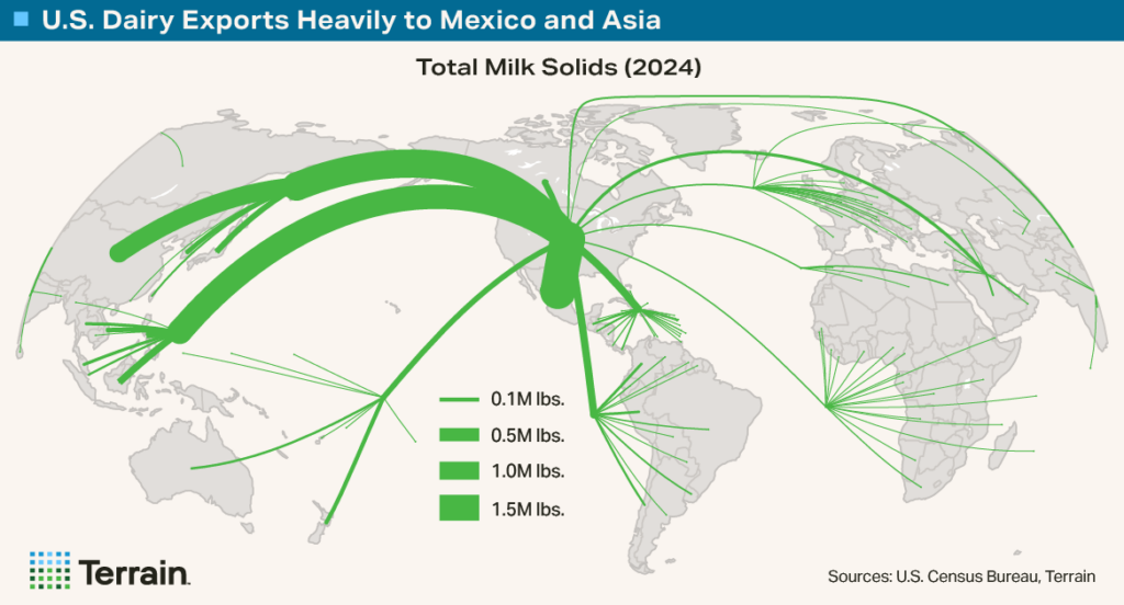 Terrain Big Shrink 6 - Map - U.S. Dairy Exports Heavily to Mexico and Asia Terrain Big Shrink 6 - Map - U.S. Dairy Exports Heavily to Mexico and Asia