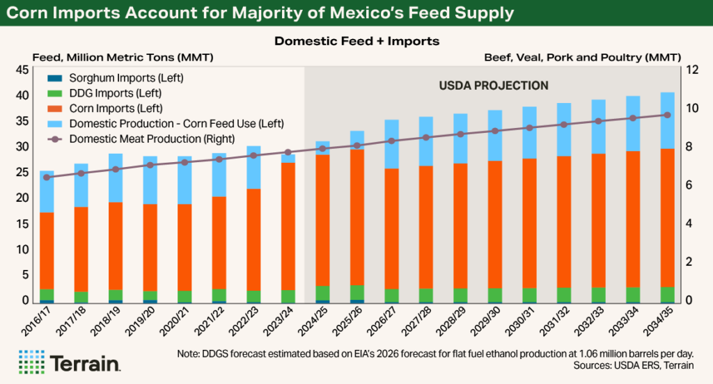 Mexico Report 2025 - Chart 2 - Corn Imports Account for Majority of Mexico's Feed Supply Mexico Report 2025 - Chart 2 - Corn Imports Account for Majority of Mexico's Feed Supply