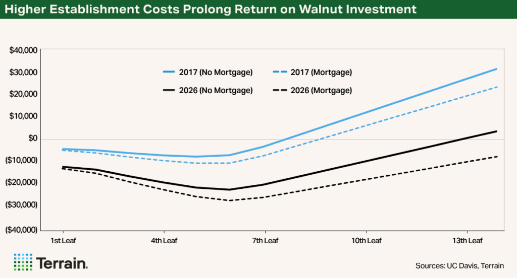 Chart Walnuts Q2 2026 - Higher Establishment Costs Prolong Return on Walnut Investment Chart Walnuts Q2 2026 - Higher Establishment Costs Prolong Return on Walnut Investment